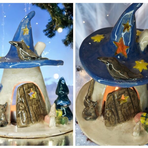 Kézzel készült, egyedi kerámia mécsesház, boszis hangulatú,fagyálló kivitelben.Kerti ,vagy benti dekorációnak egyaránt.